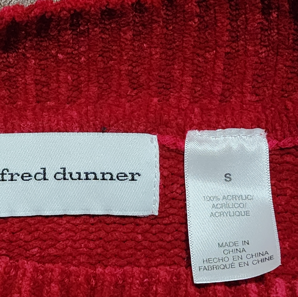 Alfred Dunner Vibrant Red Crew Neck Distressed Sweater - Picture 6 of 6